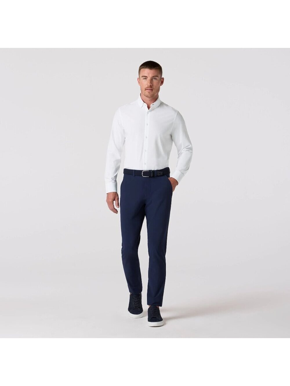 Mizzen+Main Leeward Long Sleeve Dress Shirt in White Solid, Size Medium
